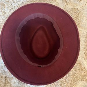 Burgundy Fedora with patterned trim